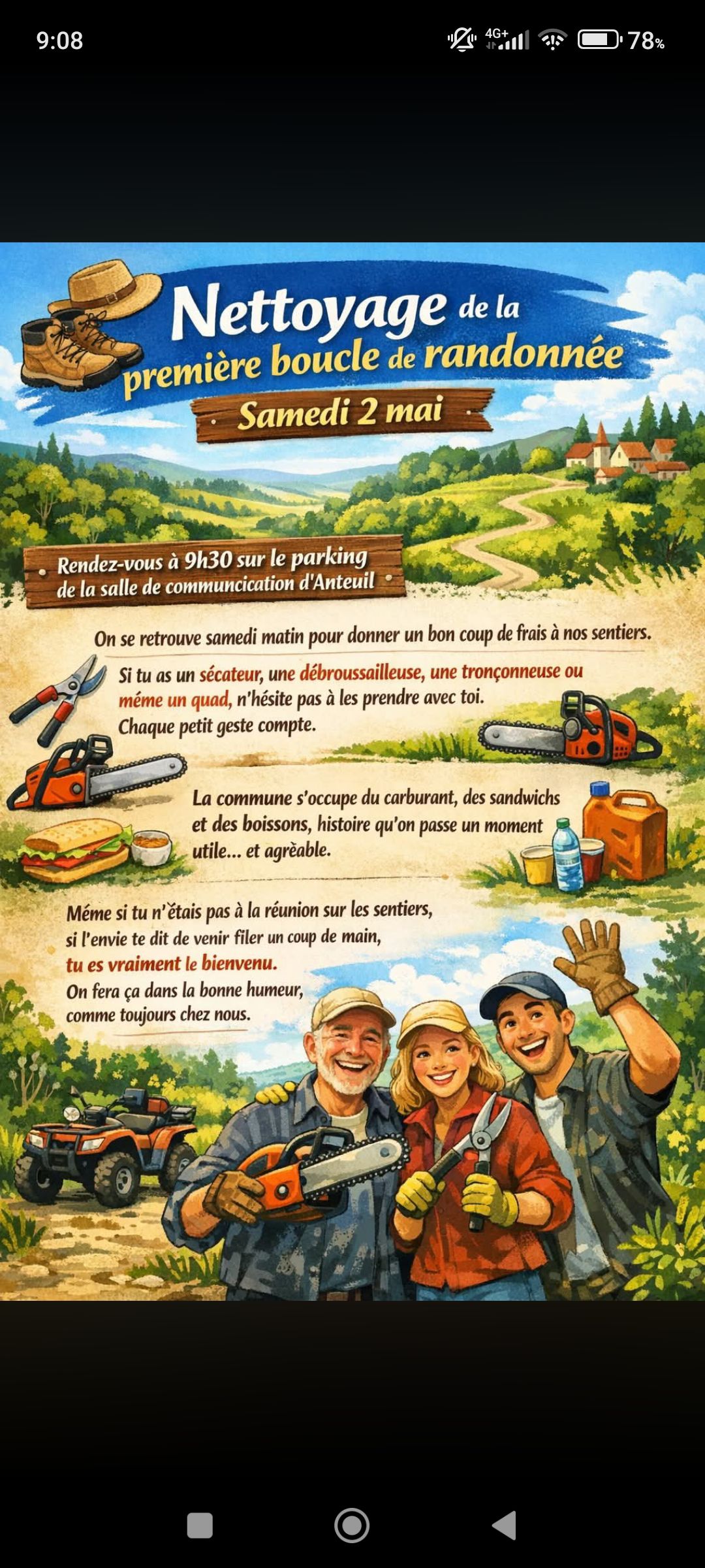 Nettoyage sentier de randonnée le samedi 02 mai