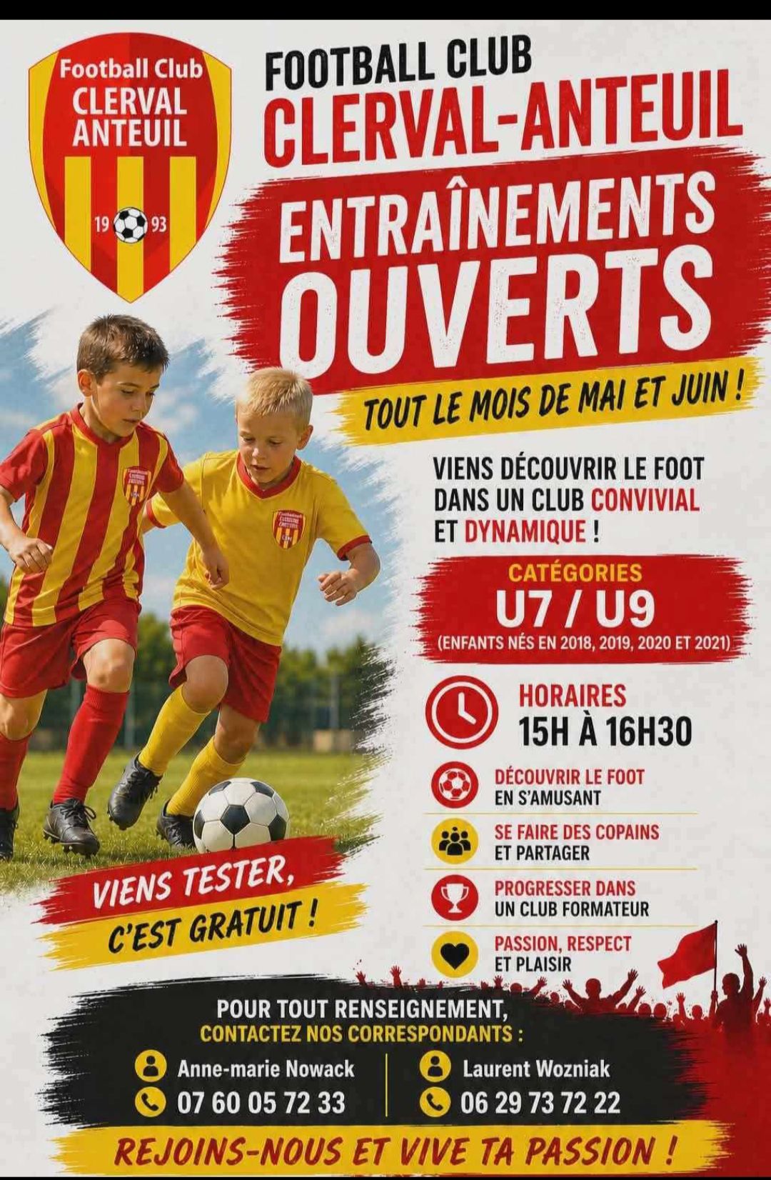 Le FCCA ouvre ses entraînements U7–U9 ! 