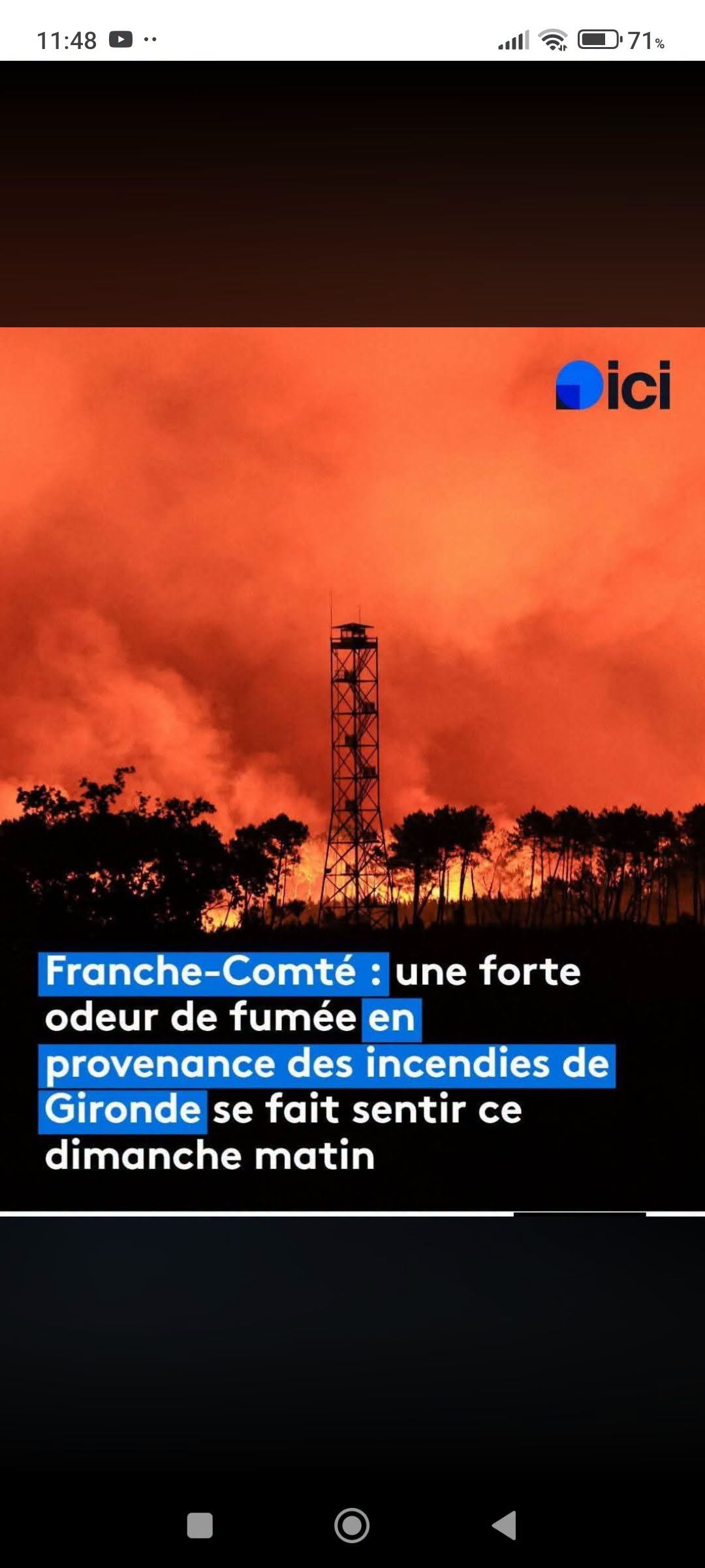 Incendie en France.