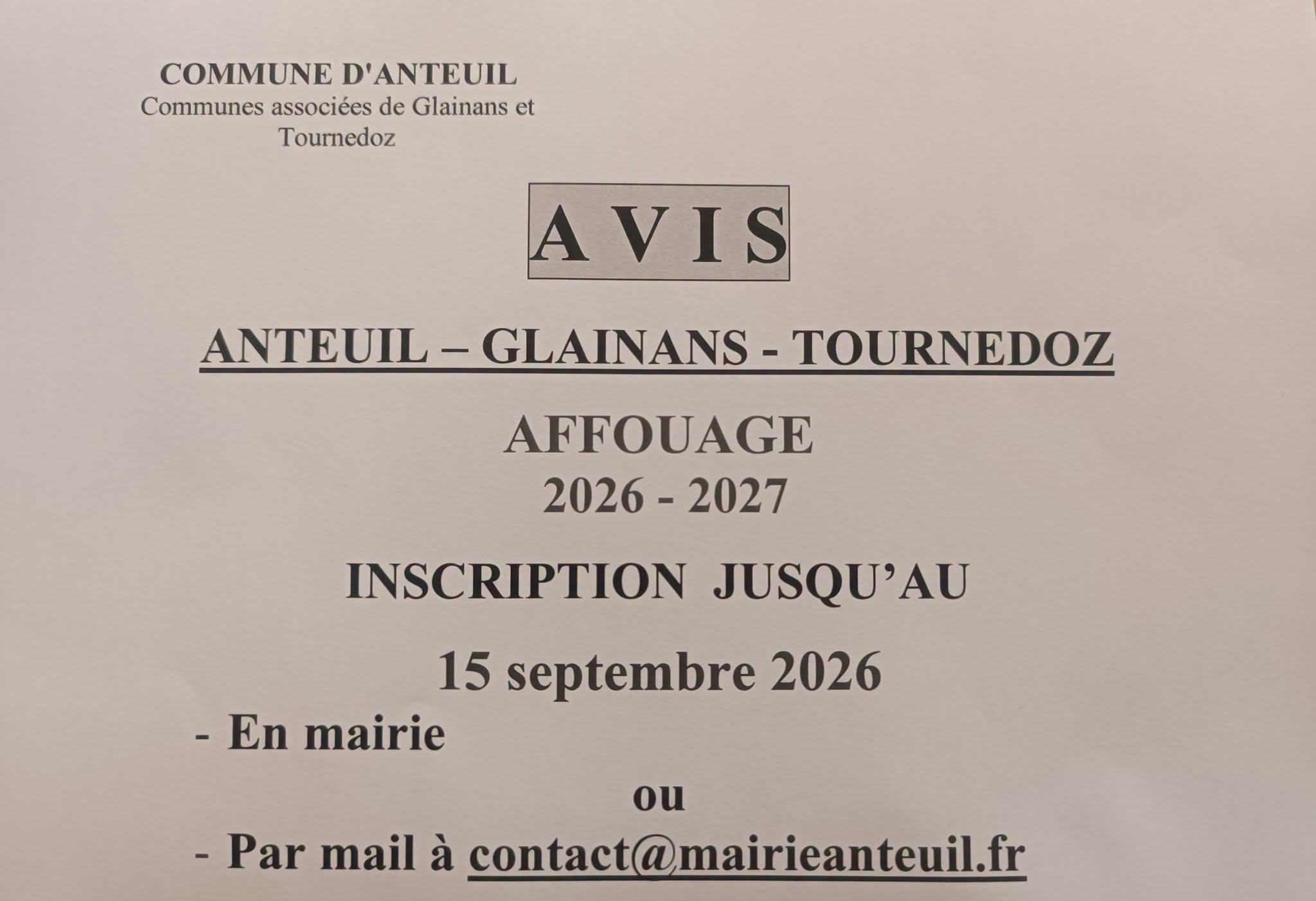 Inscription affouage