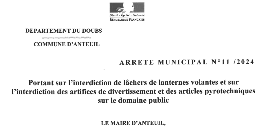 Rappel :  lâcher de lanternes interdit