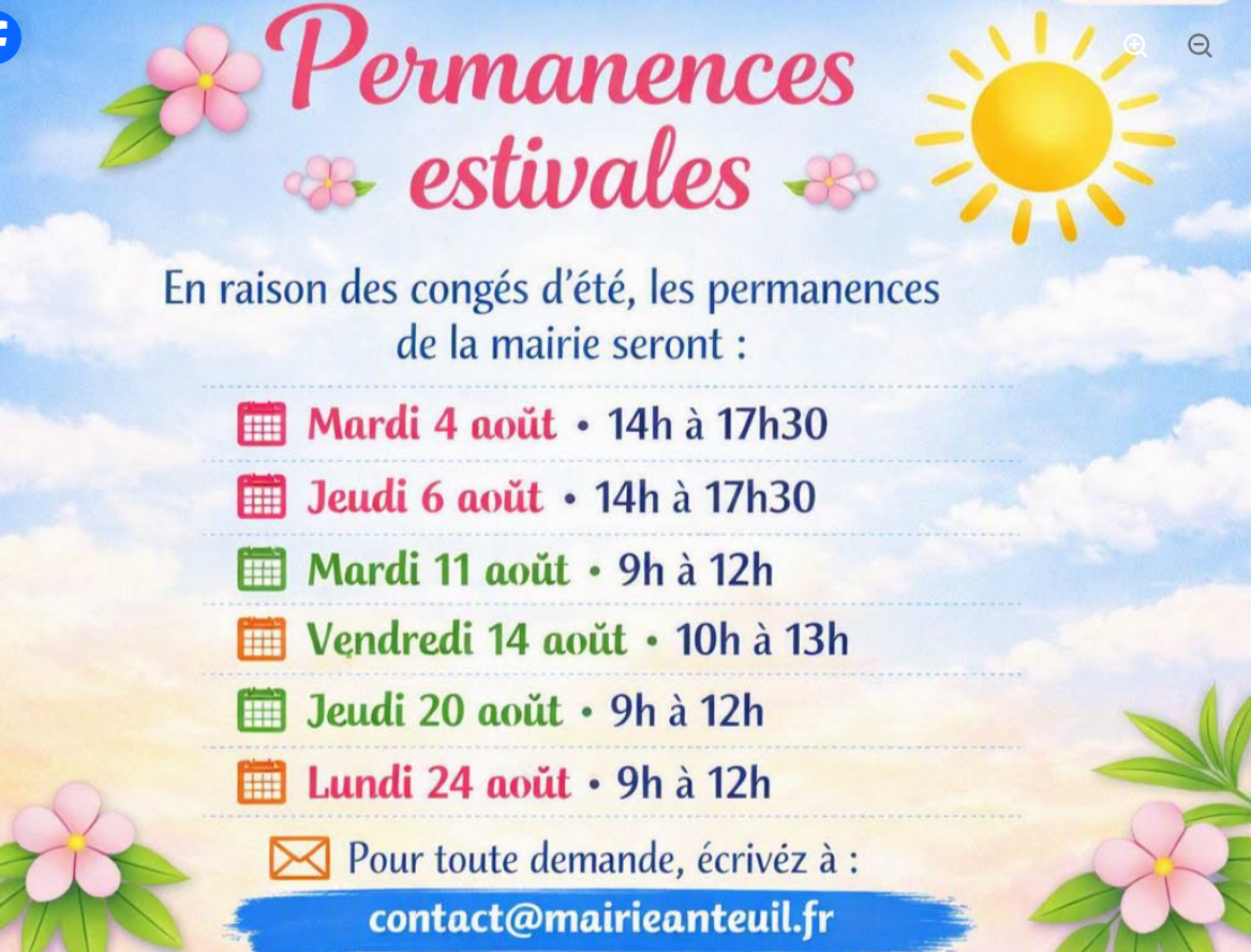  Les permanences de la mairie seront assurées aux dates suivantes :